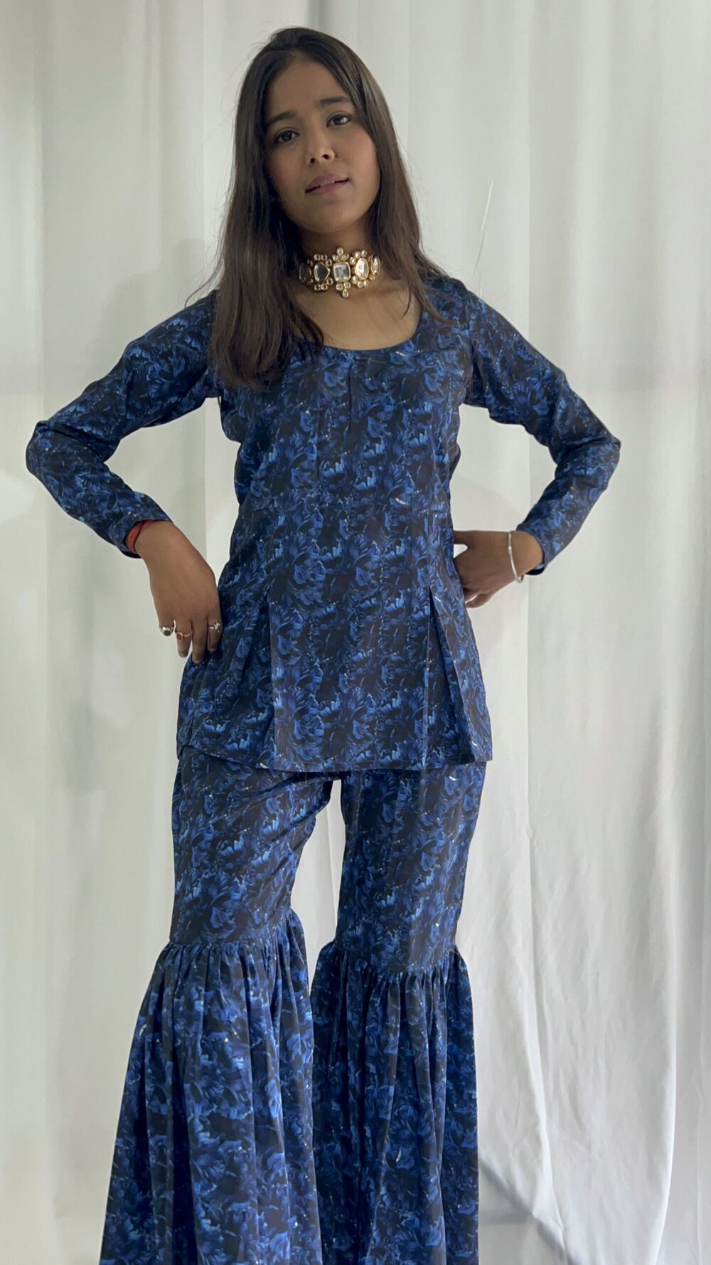 INDIGO SHARARA SET