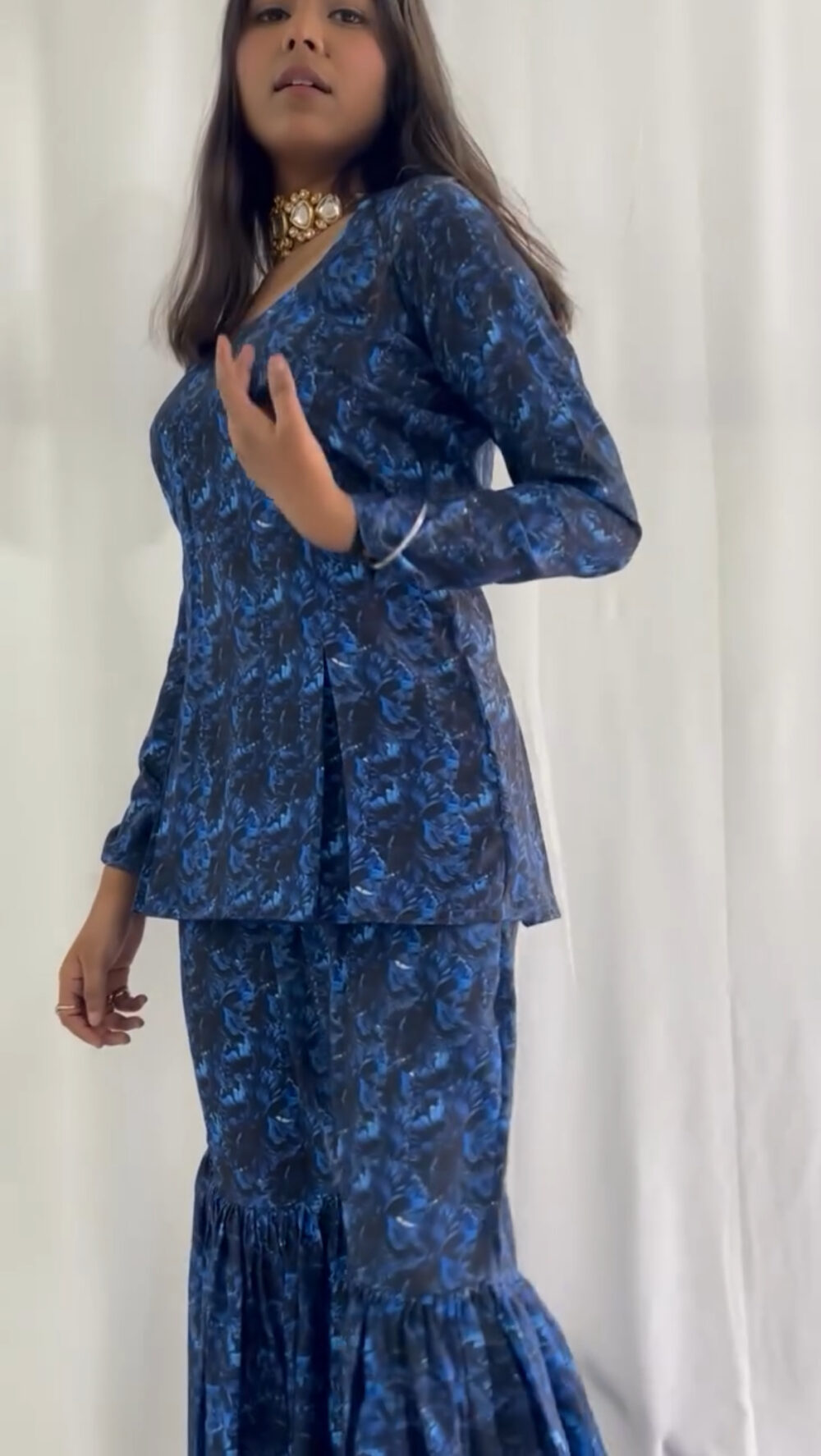 INDIGO SHARARA SET - Image 2