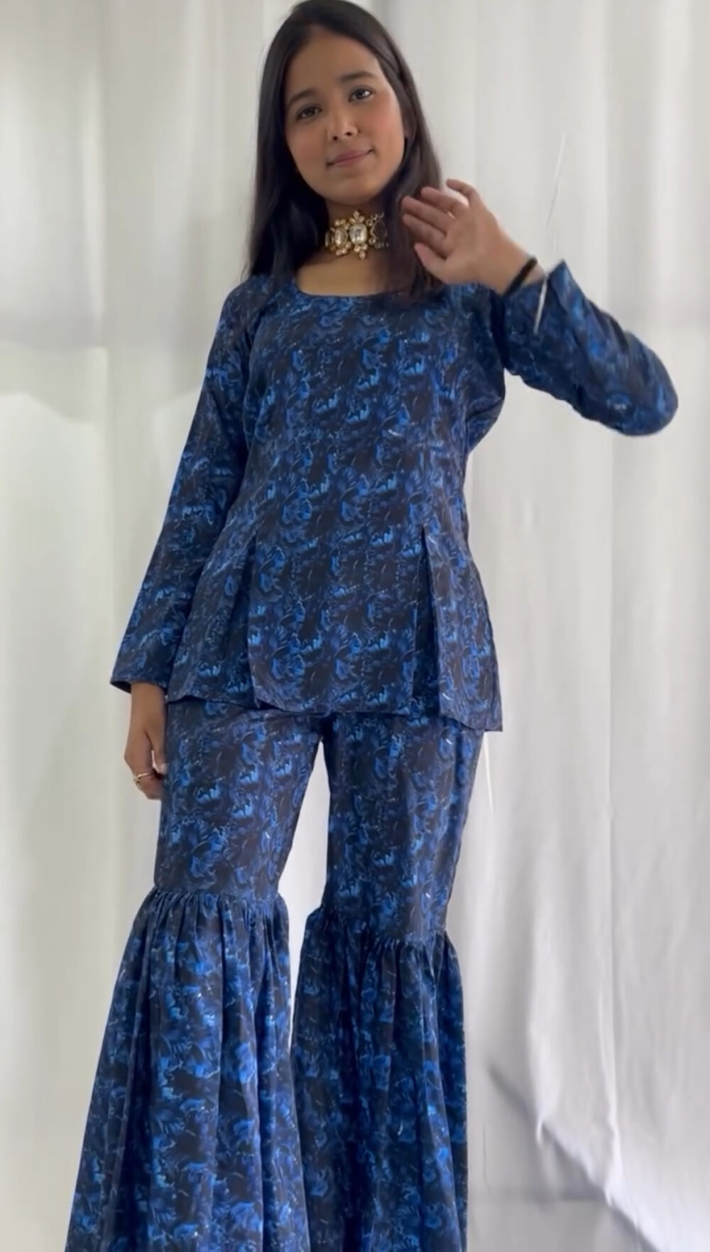 INDIGO SHARARA SET - Image 4